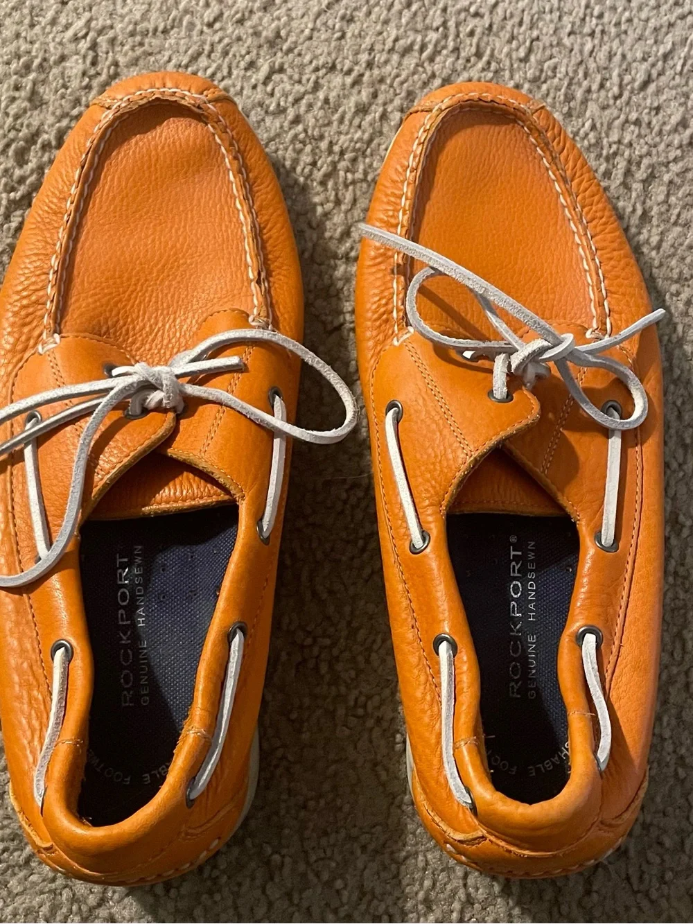 Rockport Men's Bright Orange Leather Boat Shoes